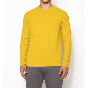 NEW POSTMARC stretch knit long sleeve crew pullover in mustard